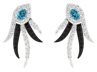 Light Weight White Gold Diamond Earring  -EAR-024 3D print model