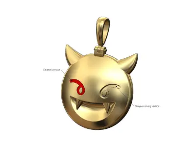 Evil emoji pendant with bail 3D print model