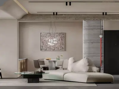 Modern living room dining room interior scenes 283 3D model