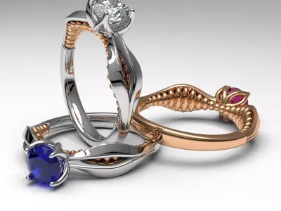 luxury unique design diamond engagement ring 3d printable 3D print model