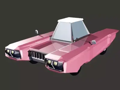 Cartoon Cadillac lowpoly Low-poly 3D model