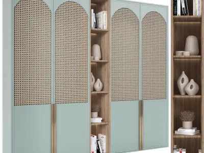Rattan wardrobe furniture 02 3D model