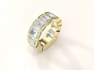 Bezel set 1ct Emerald cut diamond Ring  3D print model