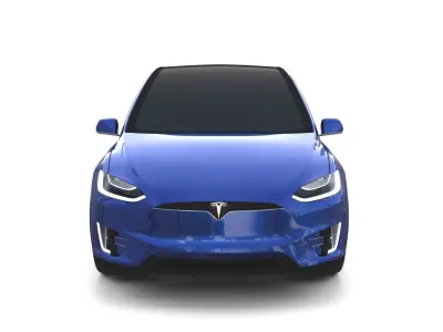 Tesla Model X with Chassis Blue 3D model