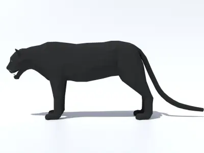 Low Poly Black Panther Low-poly 3D model
