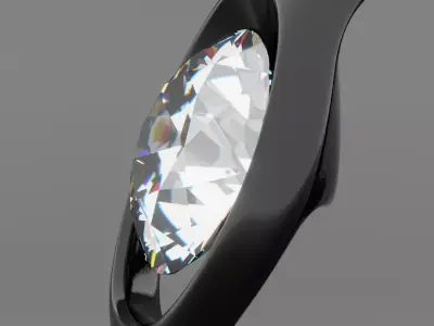 Modern Black Diamond Ring - Stylish 3D Print Ready Jewelry Model 3D print model