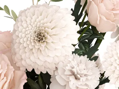 Bouquet of pink white flowers chrysanthemum roses peony 392 3D model