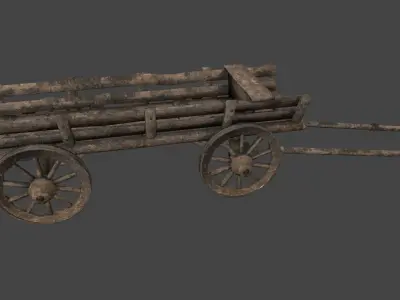 Wooden  Cart Low-poly 3D model