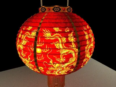 Chinese Red Lantern 3D model 5