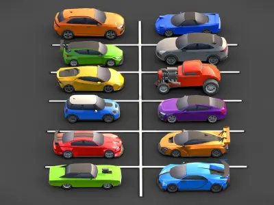  3D Low-poly Car Pack model Low-poly 3D model