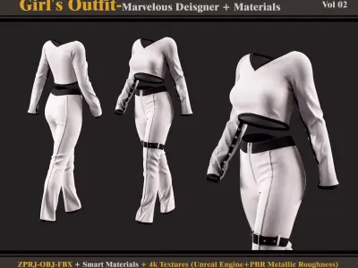 Girls Outfit 02-zprj-fbx-obj-materials 3D model