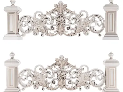 Classic Ornamental Balustrade with Decorative Columns 3D model