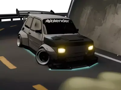 Toon style Fiat polski Drift spec eevee Low-poly 3D model