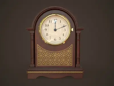 Old vintage table clock Low-poly 3D model
