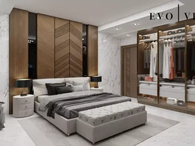 modern master bedroom interior by evolve Low-poly 3D model