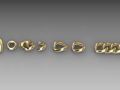 LINK CHAIN CUBAN 23 PIECE  3D print model