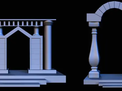 35 Arch Base Mesh Pack Low-poly 3D model