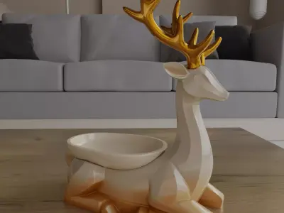 Christmas Deer Organizer Candy Holder STL 3D print model