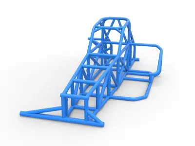 Frame of Supermodified front engine race car V2 Scale 1 to 25 3D print model