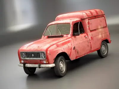 Renault 4 Van Rusted Low-poly 3D model