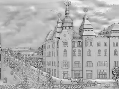 Grand Hotel Ukraine Dnipro 1914 Bas-relief 3D model