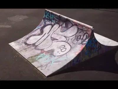 Skate Park - Double Quarter Pipe 3D model