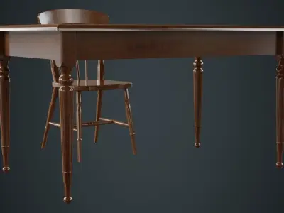 Table And Chair 2A Low-poly 3D model