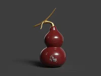 Chinese red gourd  Low-poly 3D model