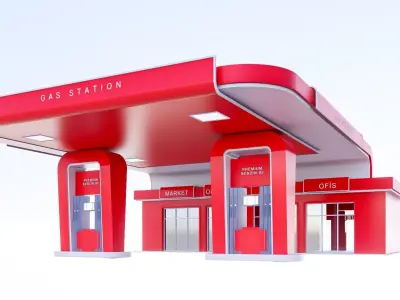 gas station Low-poly 3D model
