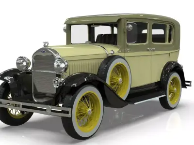 Vintage Sedan Car 1930 Low-poly 3D model