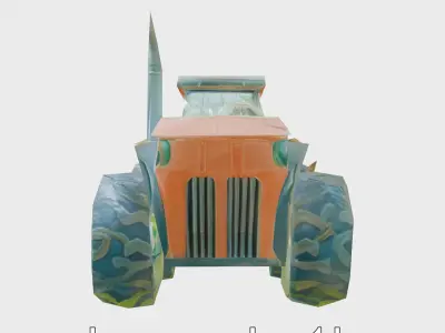 Bioluminescent Organic Tractor in Jungle Biome Low-poly 3D model