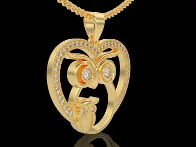 Fantasy Owl pendant gold printable 3D model 3D print model