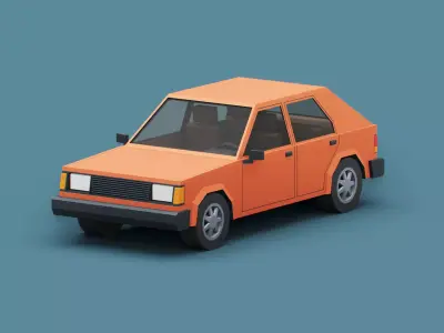 Stylized Cartoon Hatchback Car  Low-poly 3D model