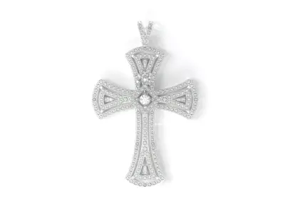 Diamond Cross Pendant Luxury Jewelry Necklace 3D print model