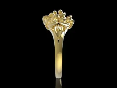 Artistic 3D Floral Flower Ring Women Jewelry  622 3D print model
