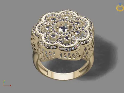 STL 3DM Print Ready Women Diamond Ring Lightweight Printable  3D print model 109