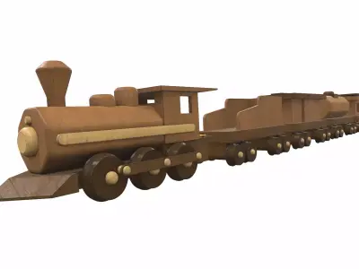 Wooden train toy 4 Free 3D model