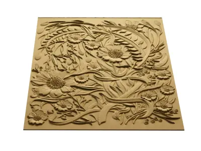 modern panel wall decor set relief stl mural CNC 269  3D model