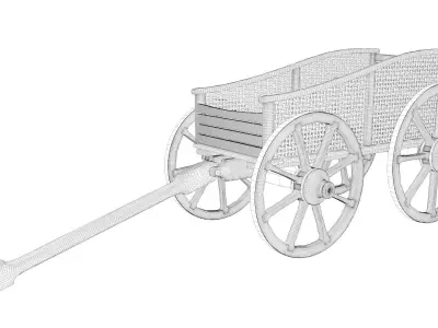Decorative wooden wagon 3D model