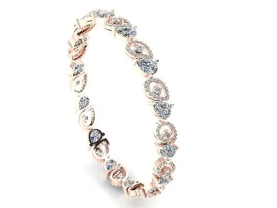 Diamond Jewelry Bangle Bracelet 3D print model
