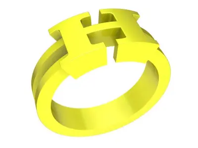 A6542 24K H Letter Ring 3D print model