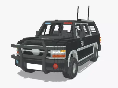 Voxel FBI SUV Low-poly 3D model