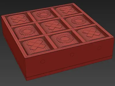 Studio Rustic Mango Wood and Aluminum Tic Tac Toe Decorative Box 3D model