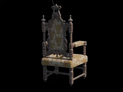 Renaissance Style HighBacked Chair 2 model Low-poly 3D model