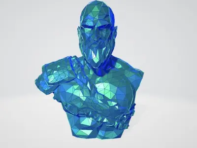 Kratos bust WIREFRAME VORONOI WIREMESH MESH 3D print model