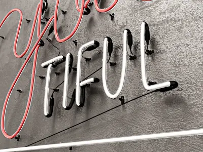 Neon Sign Bea You Tiful 3D model