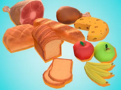 Stylized Medieval - Foods  Low-poly 3D model