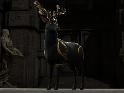 Fantasy Golden Deer Low-poly 3D model