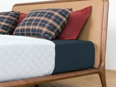 Double bed Vidor Double Bed genuine leather Genuine Cappuccino Low-poly 3D model