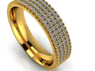 Modern Micropave dia wedding band ring 3D model sz10 3D model 3D print model
